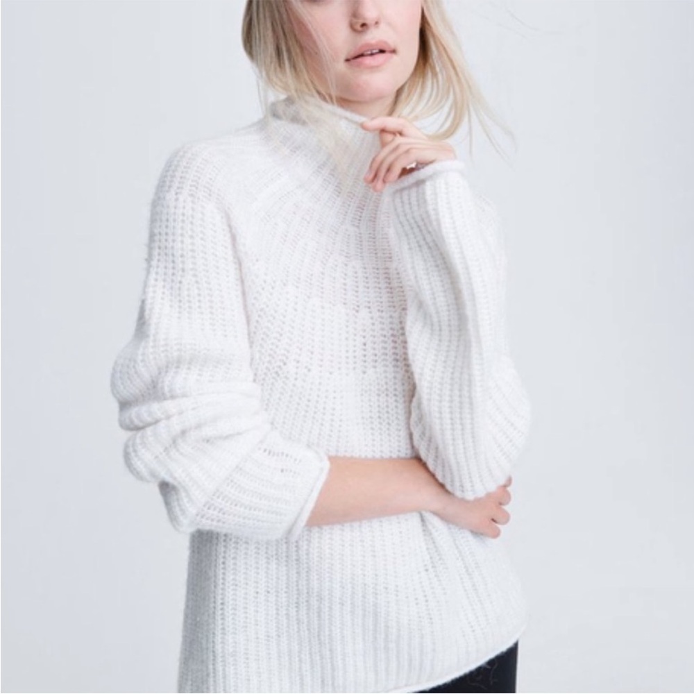 Rag & Bone Joseph Alpaca Turtleneck Oversized Sweater Ivory Cream White Size M